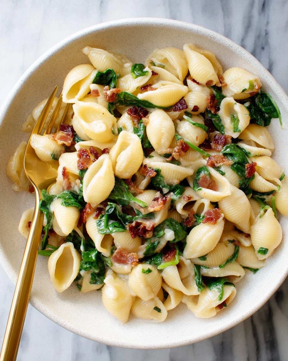 Brie Pasta with Crispy Pancetta and Spinach Recipe - Recipe Image