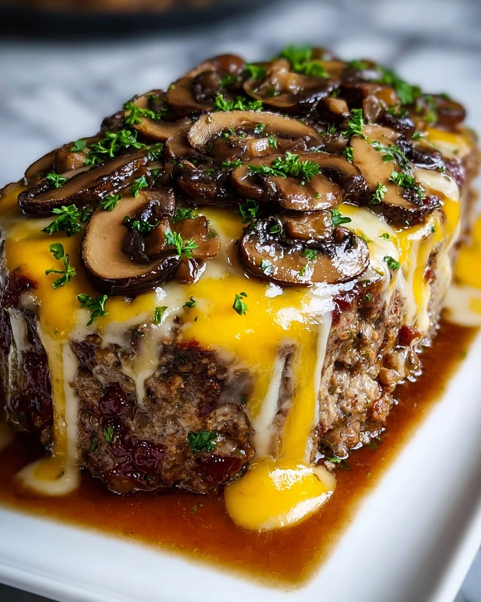 Mushroom Swiss Cheese Meatloaf Recipe - Recipe Image