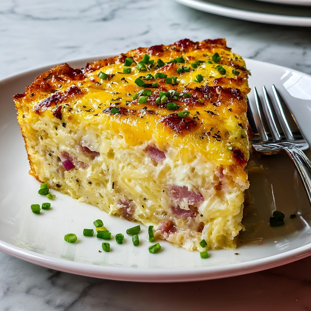 Hash Brown Egg Casserole with Sausage, Cheddar, and Veggies Recipe - Recipe Image