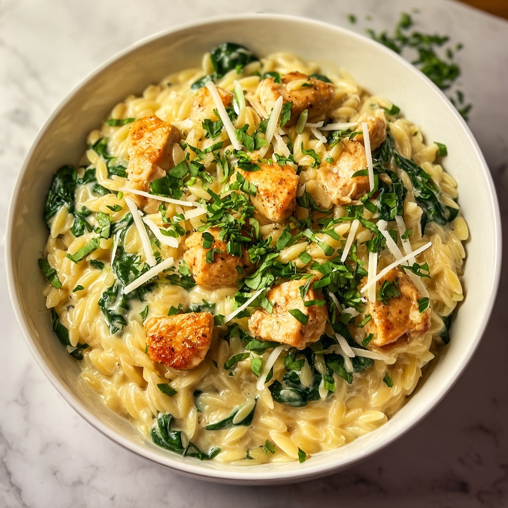Cheesy Chicken Orzo Recipe - Recipe Image