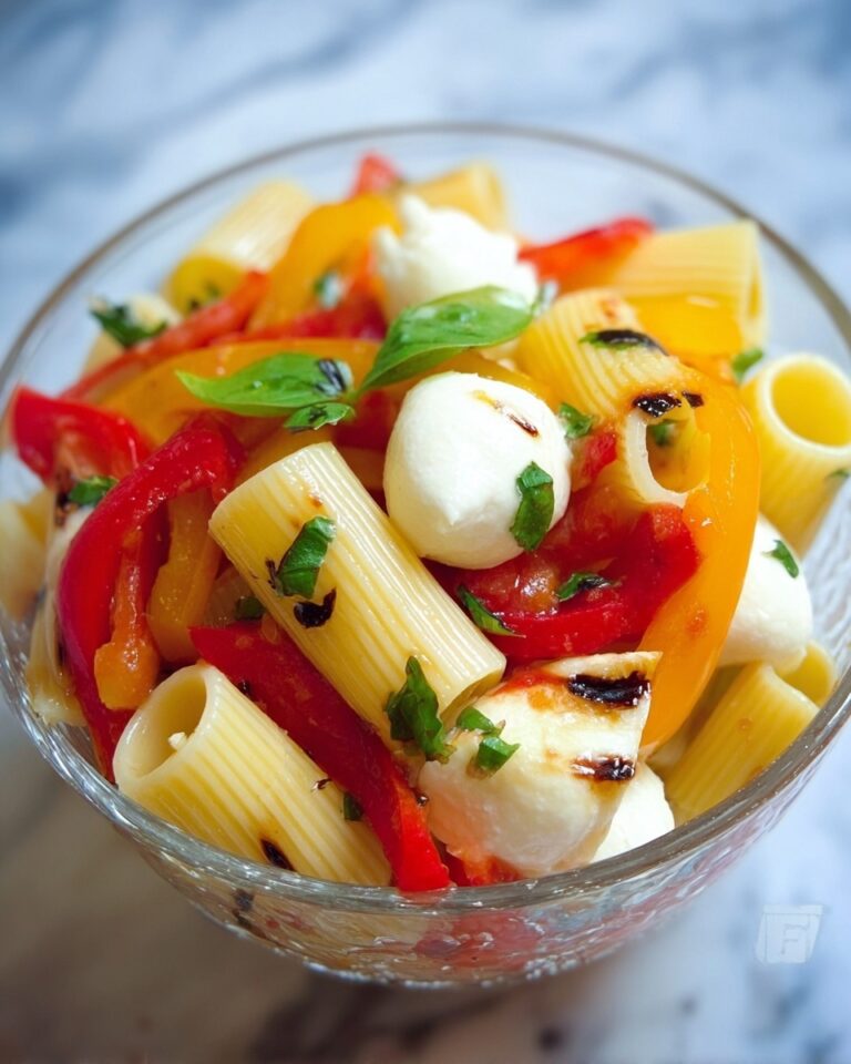 Roasted Pepper Pasta Salad with Mozzarella, Basil, and Toasted Almonds Recipe