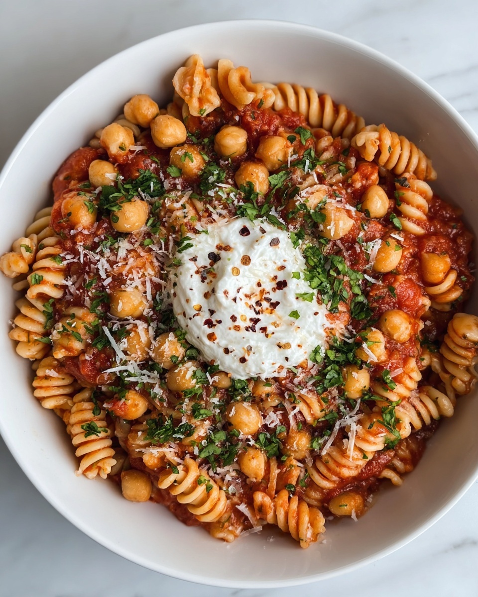 Simple Harissa Pasta with Chickpeas Recipe - Recipe Image
