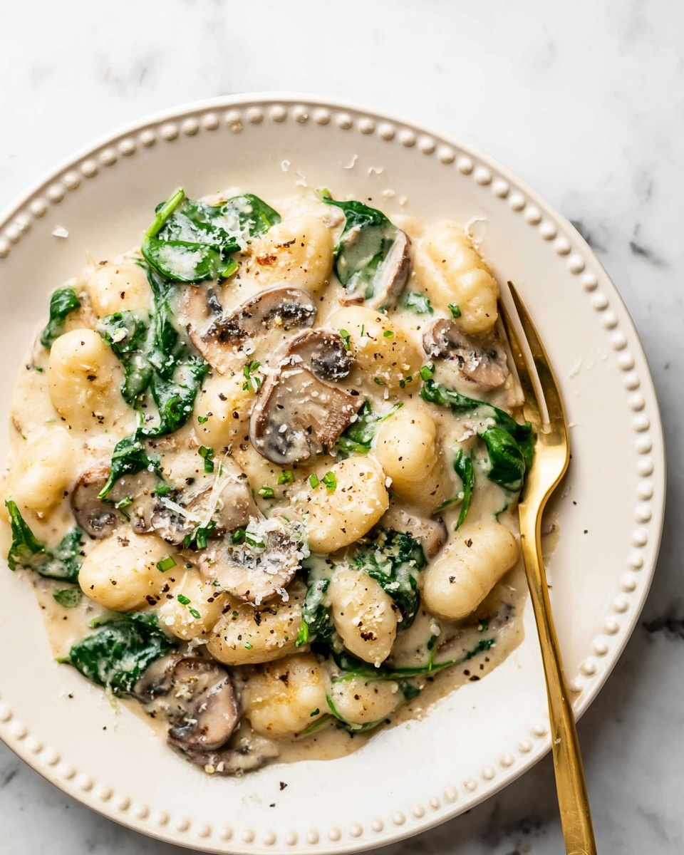 Creamy Mushroom and Spinach Gnocchi Recipe - Recipe Image