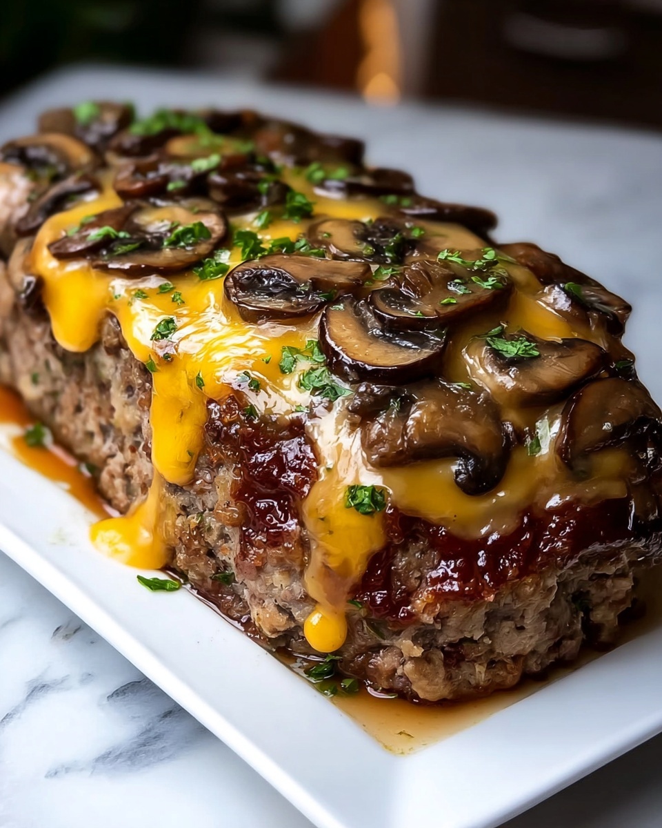 Mushroom Swiss Cheese Meatloaf Recipe - Recipe Image