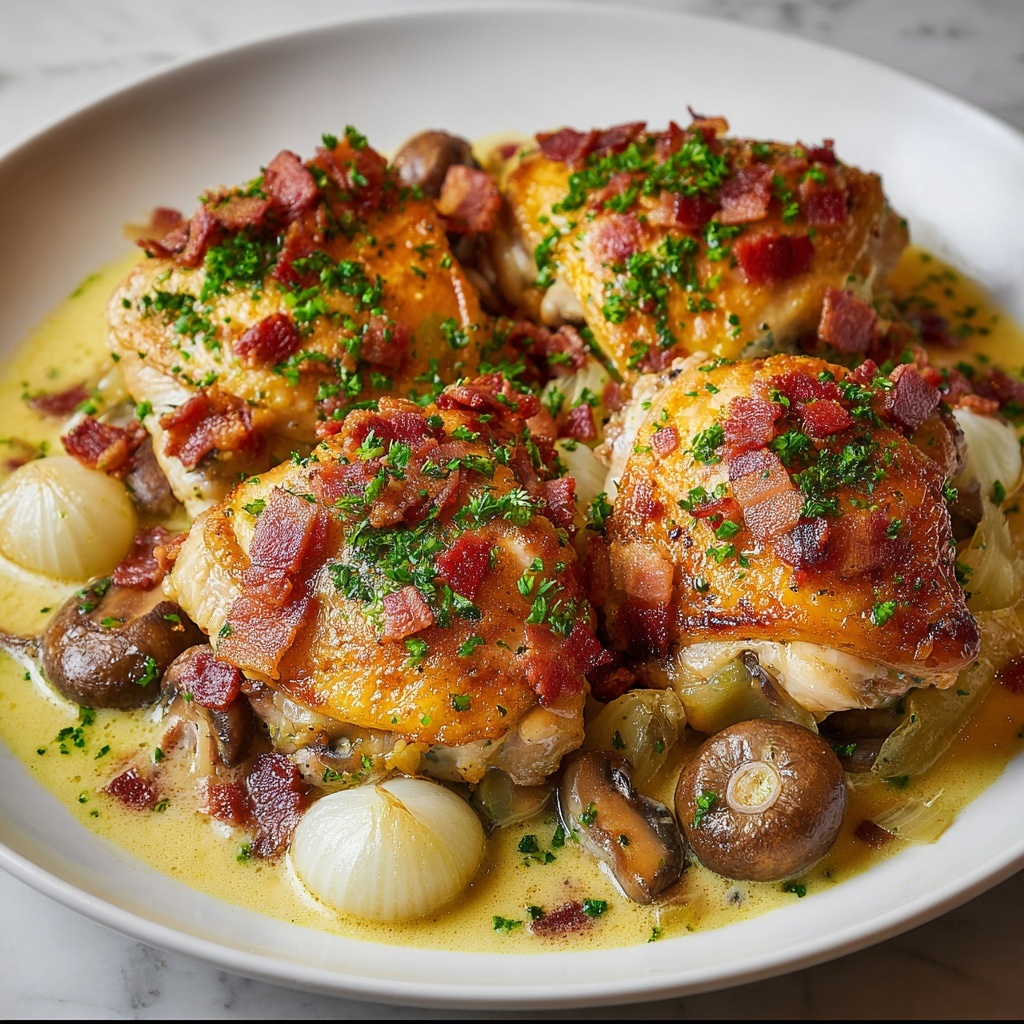 Chicken Fricassée with Shallots and Bacon Recipe - Recipe Image