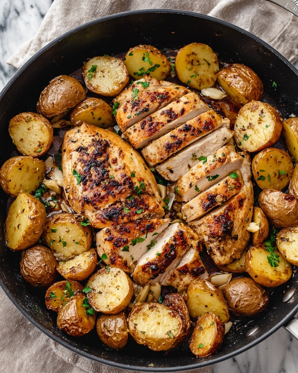 Garlic Butter Chicken and Potatoes Skillet Recipe - Recipe Image