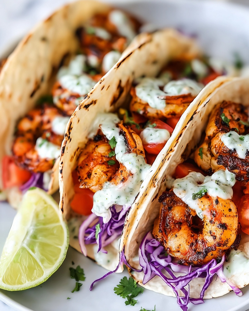 Simple Shrimp Tacos with Cabbage, Avocado, and Lime Recipe - Recipe Image