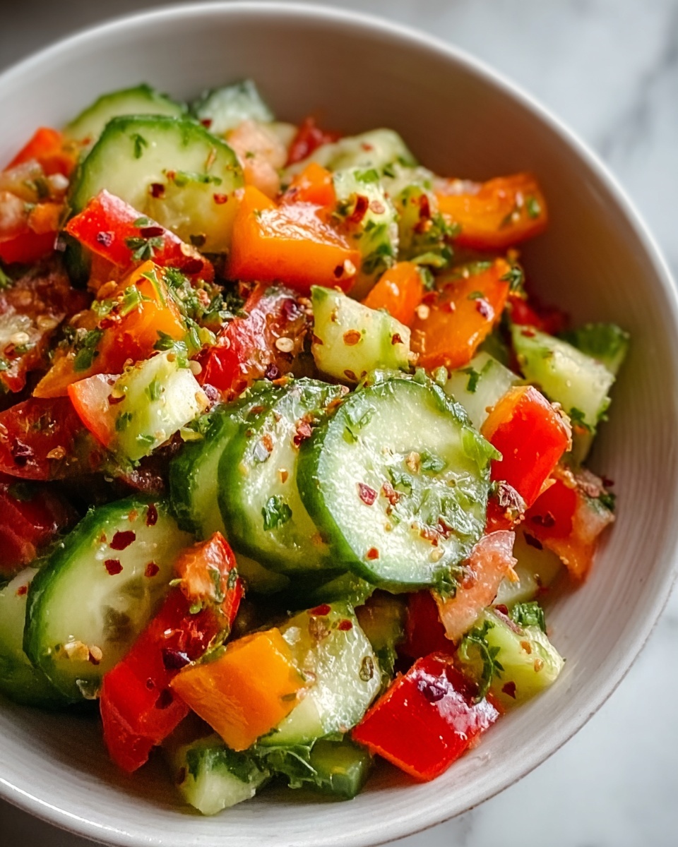 Crisp & Refreshing Cucumber Bell Pepper Salad Recipe - Recipe Image