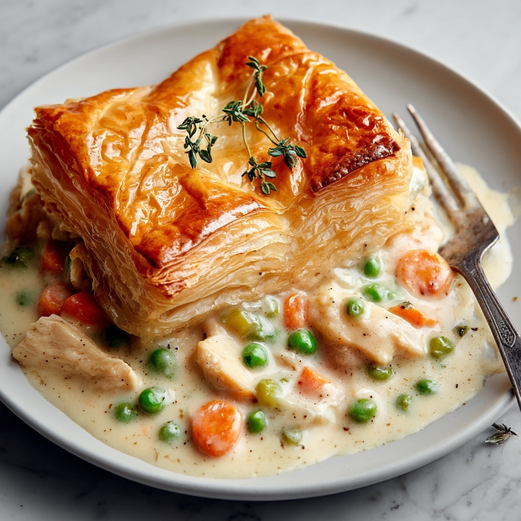 Chicken Pot Pie with Flaky Puff Pastry Crust Recipe - Recipe Image