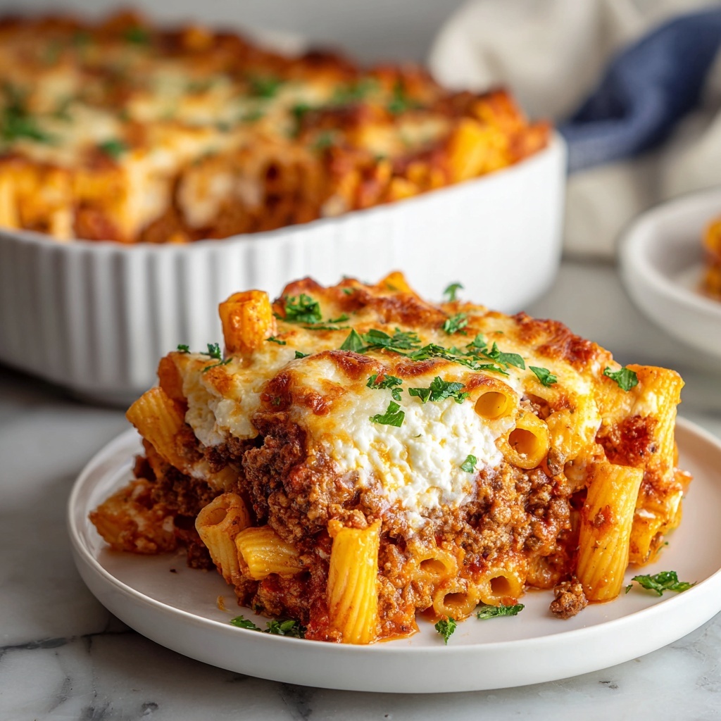 Baked Ziti with Sausage and Ricotta Recipe - Recipe Image