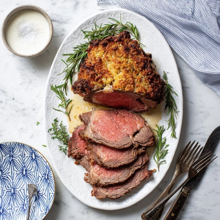 Roasted Boneless Leg of Lamb with Garlic and Herb Crust and Horseradish Cream Recipe