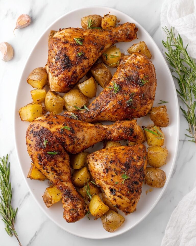 Rosemary Garlic Chicken Quarters with Roasted Potatoes Recipe