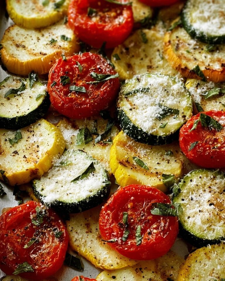 Easy Oven-Roasted Zucchini, Squash, and Tomatoes with Parmesan Recipe