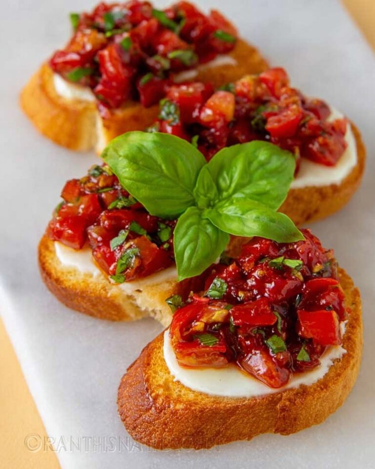 Strawberry Tomato Basil Bruschetta with Balsamic Glaze Recipe