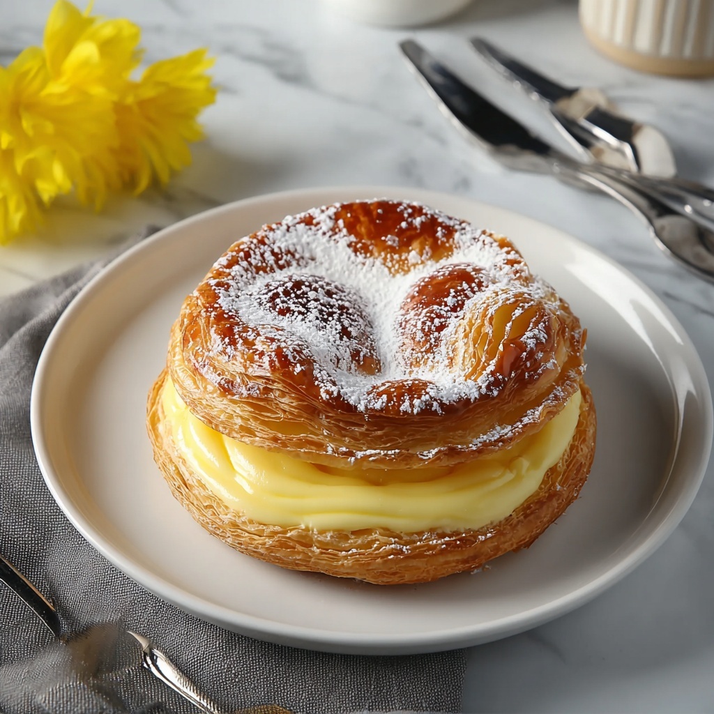 Vanilla Custard Puff Pastry Cake Recipe - Recipe Image