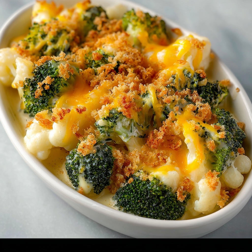 Broccoli and Cauliflower Cheddar Casserole Recipe - Recipe Image