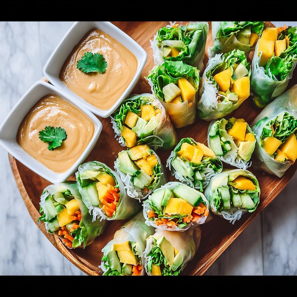 Mango Avocado Summer Rolls with Peanut Lime Dipping Sauce Recipe - Recipe Image