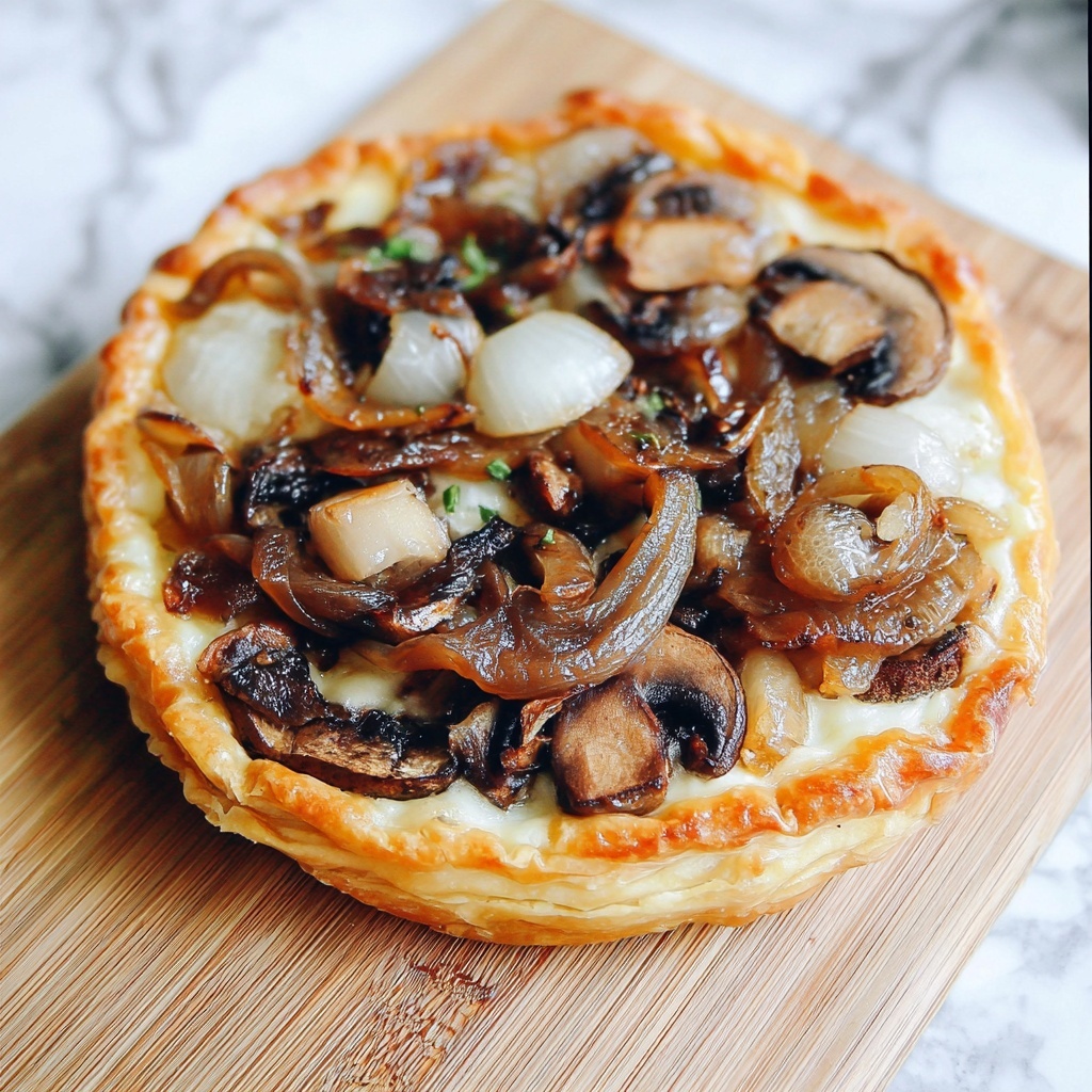 Savory Shallot, Mushroom, and Burrata Tarte Tatin Recipe - Recipe Image