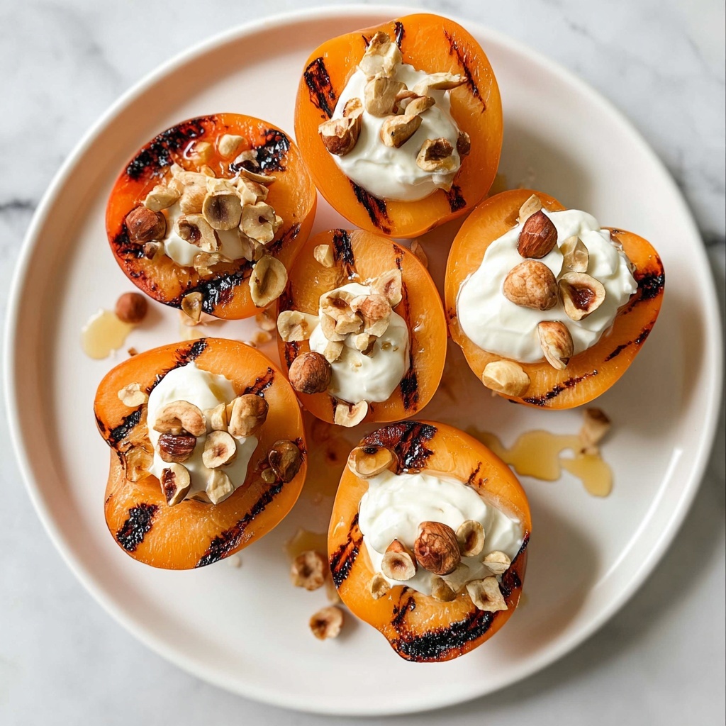 Grilled Apricots with Greek Yogurt, Hazelnuts, and Honey Recipe - Recipe Image