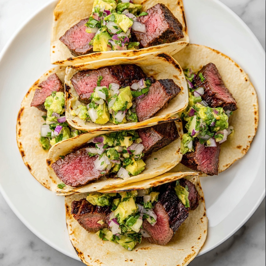 Grilled Flank Steak Tacos with Cilantro and Avocado Recipe - Recipe Image