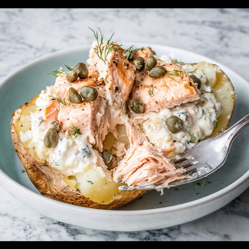 Salmon Baked Potato with Dill Yogurt Sauce Recipe - Recipe Image