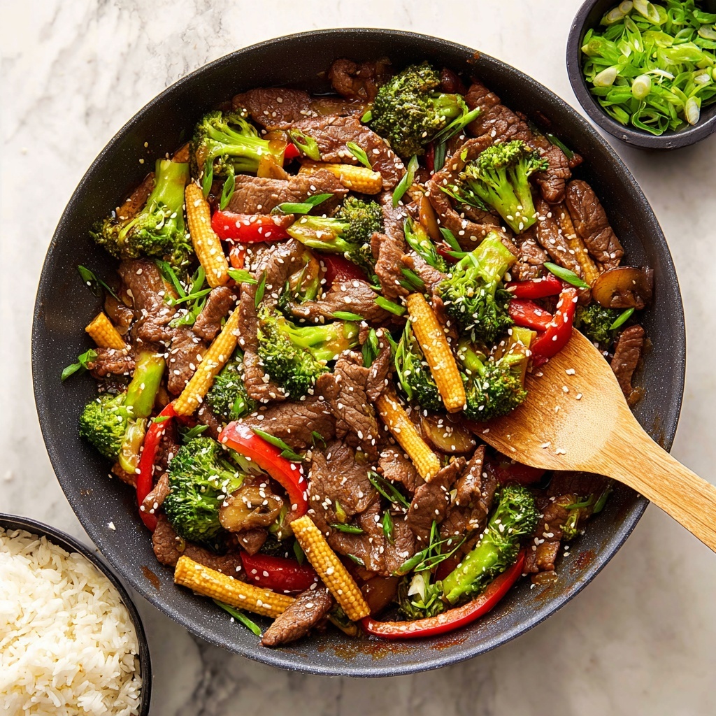 Beef Stir Fry with Vegetables and Sesame Seeds Recipe - Recipe Image