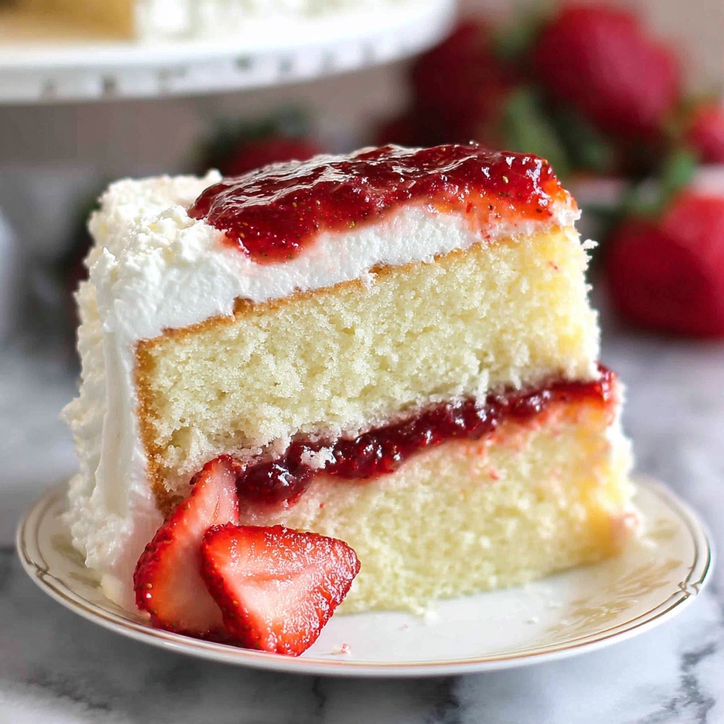 Vanilla Cake with Strawberry Filling Recipe - Recipe Image