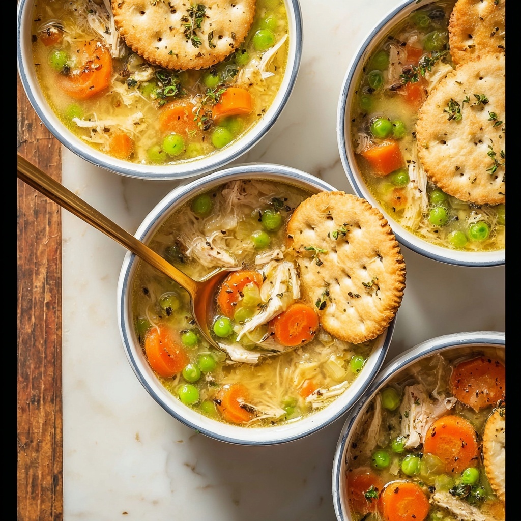 Chicken Pot Pie Soup with Pie Crust Crackers Recipe - Recipe Image