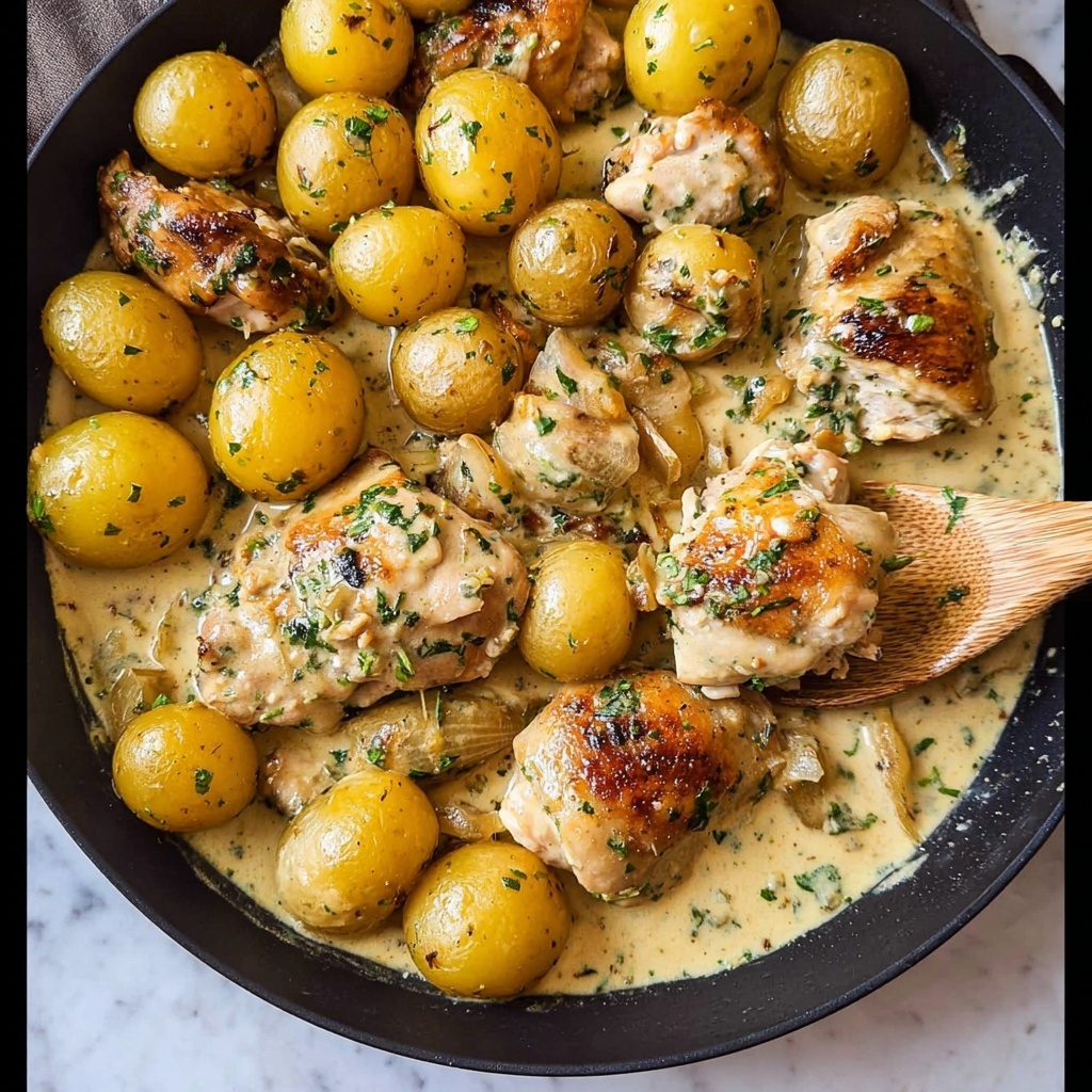 Clove Chicken and Potatoes with Cream Sauce Recipe - Recipe Image