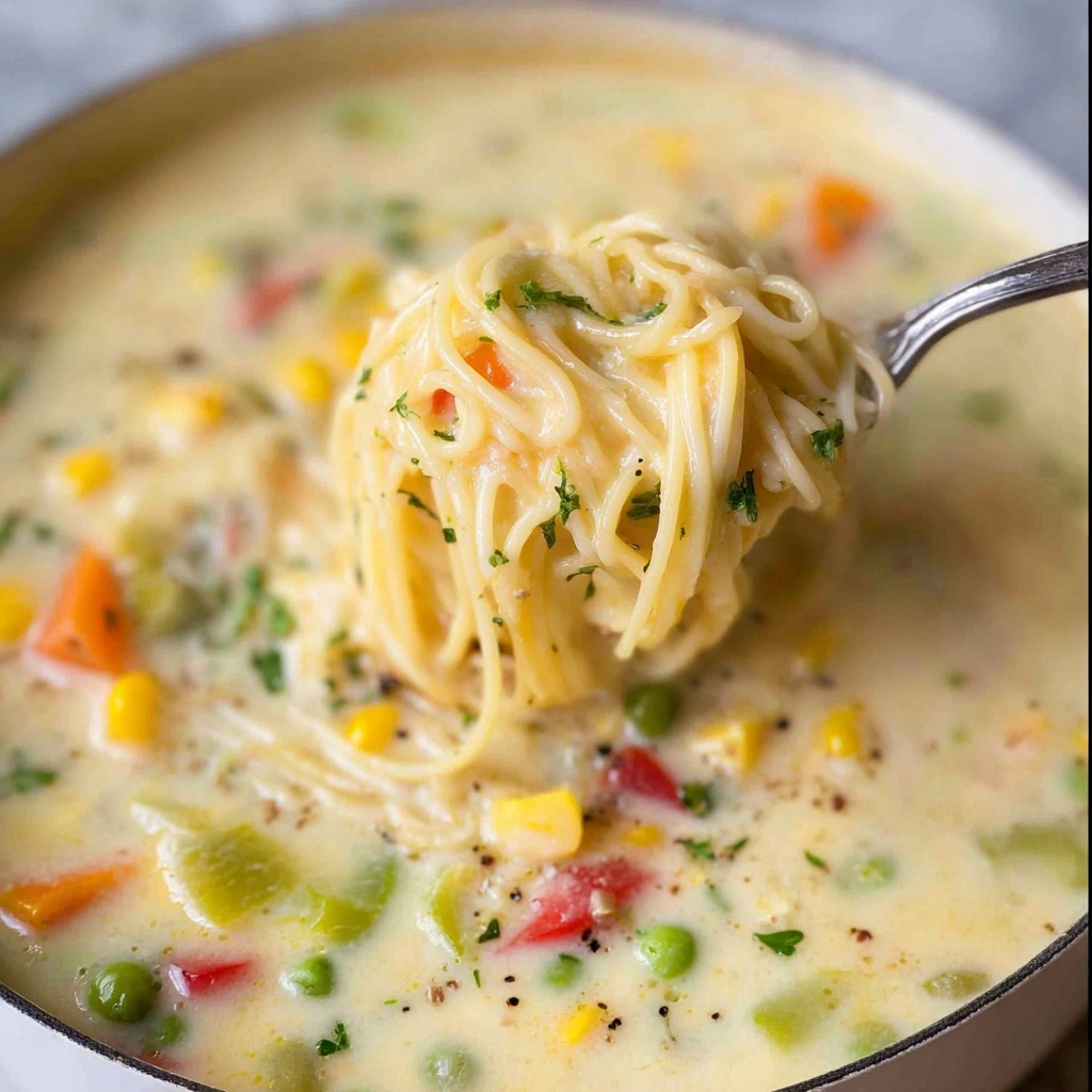 Creamy Vegetable Soup with Noodles (No Cream!) Recipe - Recipe Image
