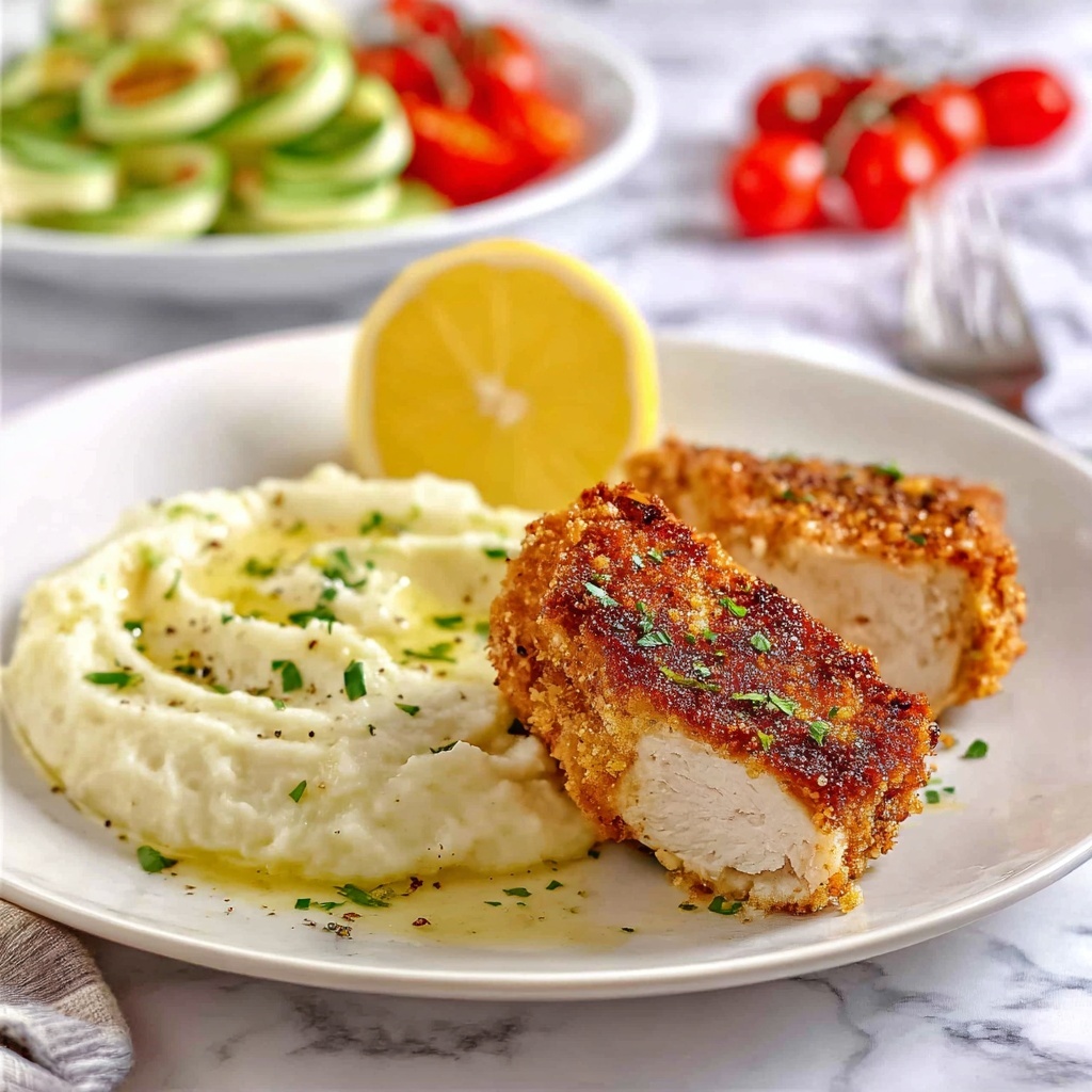 Super Quick Crumbed Chicken with Mashed Potatoes and Fresh Salad Recipe - Recipe Image