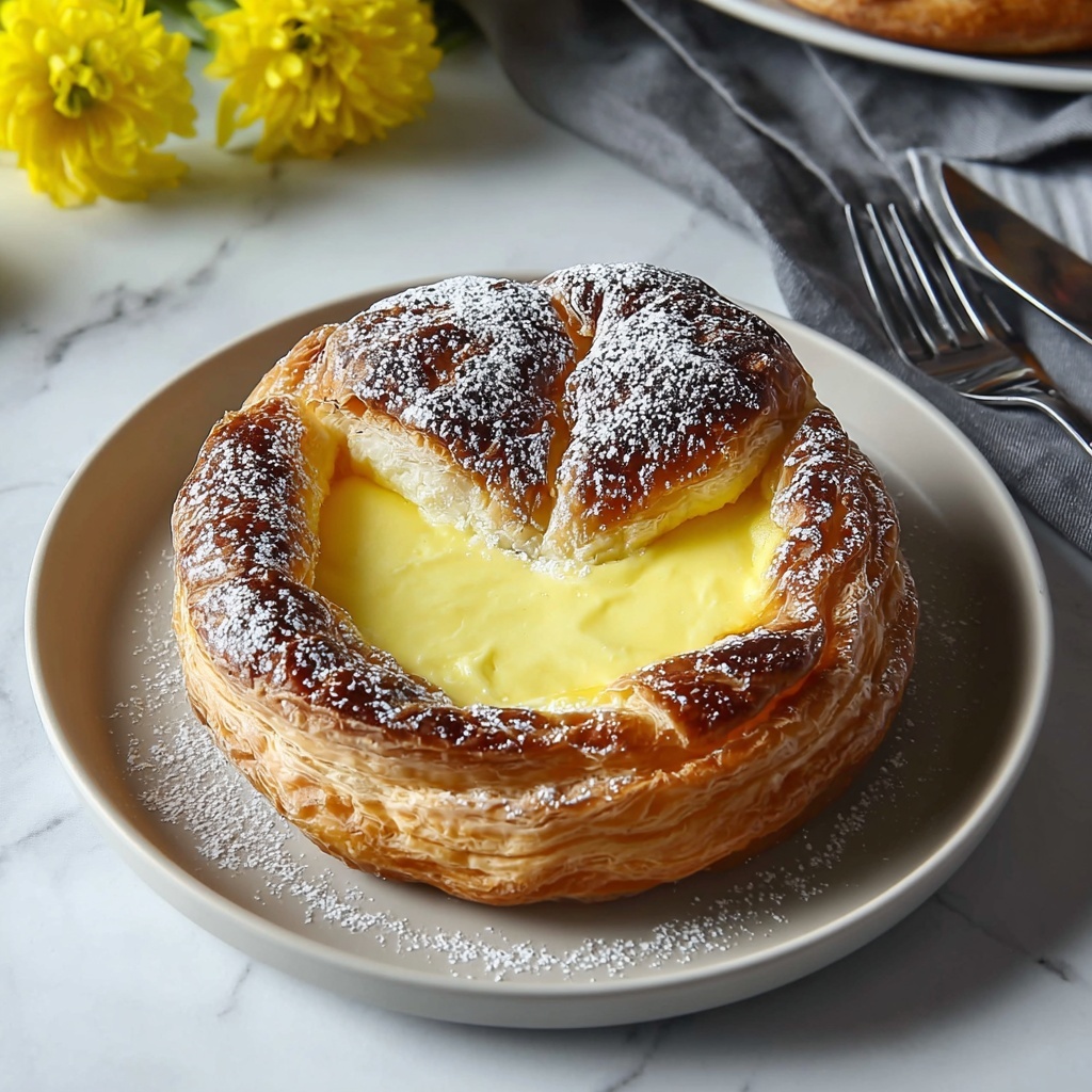 Vanilla Custard Puff Pastry Cake Recipe - Recipe Image