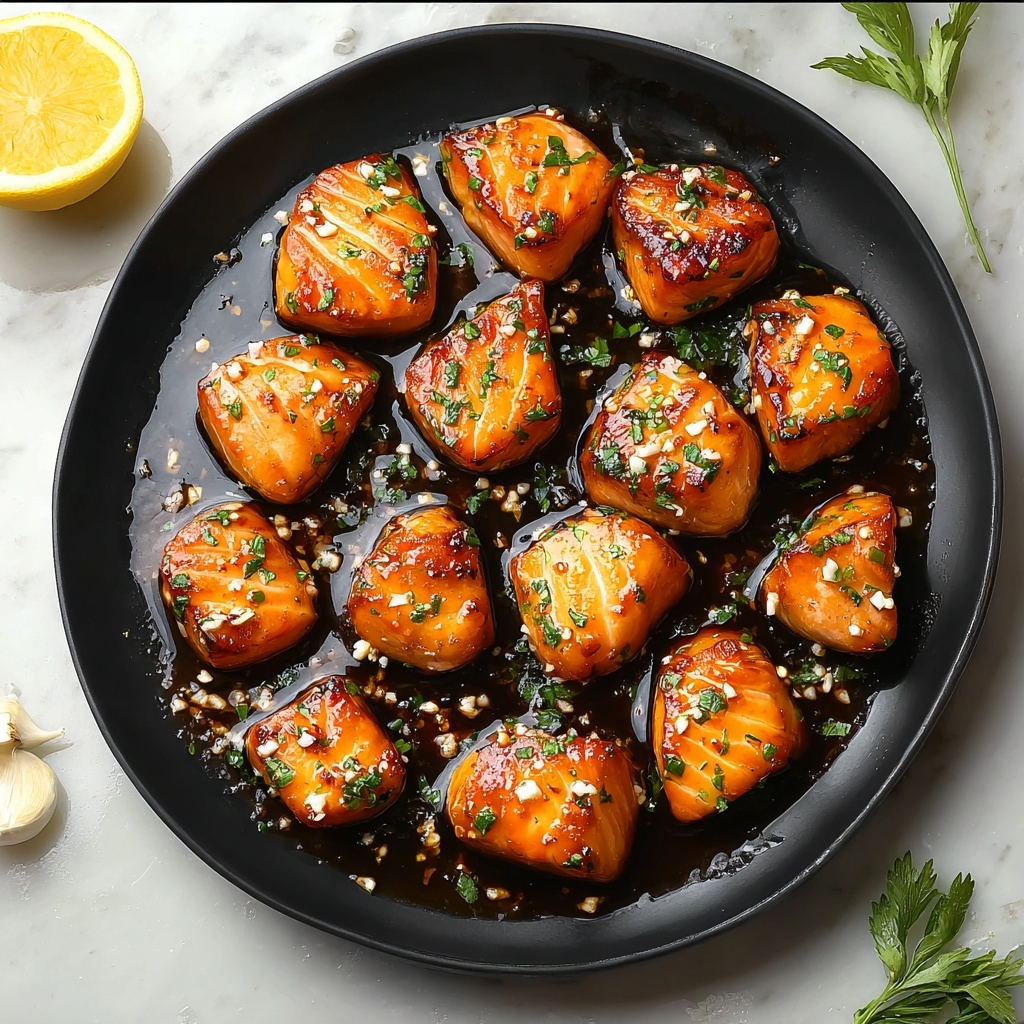 Honey Butter Garlic Glazed Salmon Bites Recipe - Recipe Image