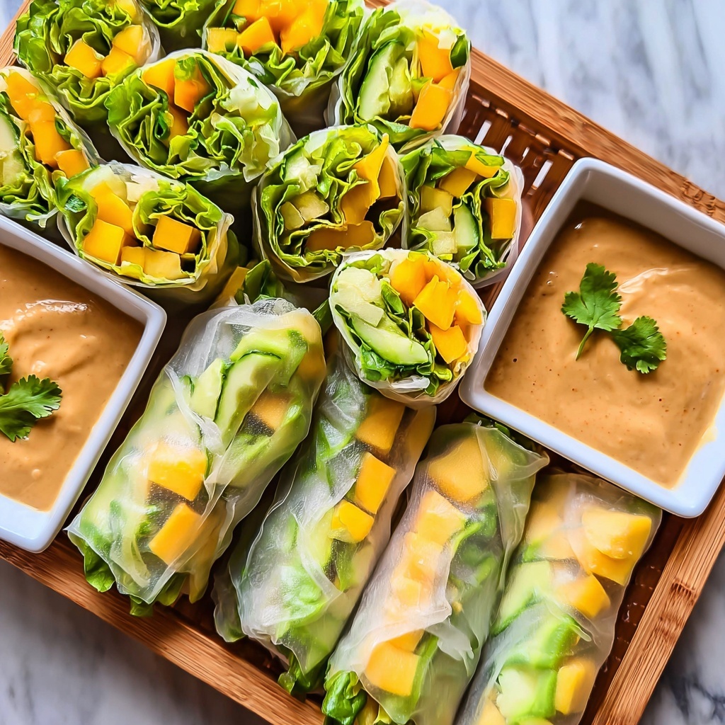 Mango Avocado Summer Rolls with Peanut Lime Dipping Sauce Recipe - Recipe Image