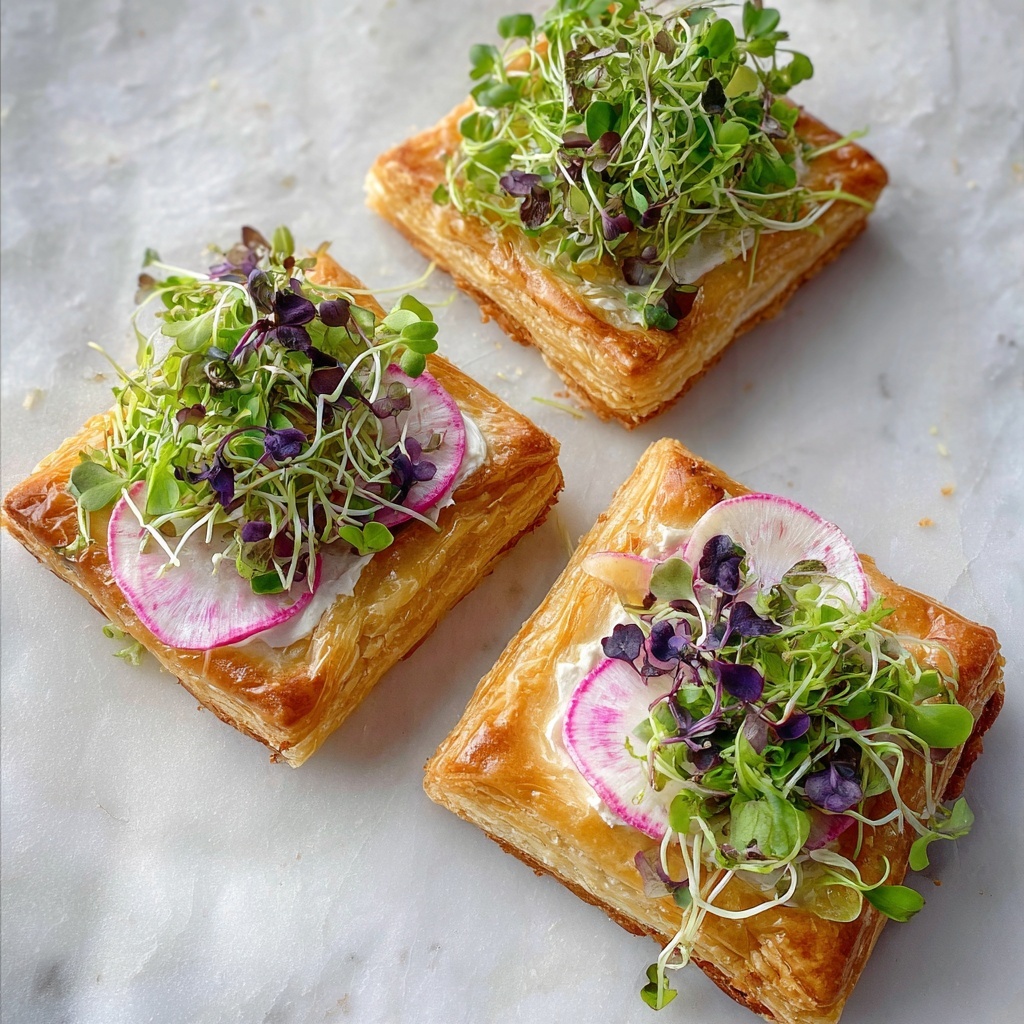 Radish and Goat's Cheese Puff Pastry Appetizer Recipe - Recipe Image