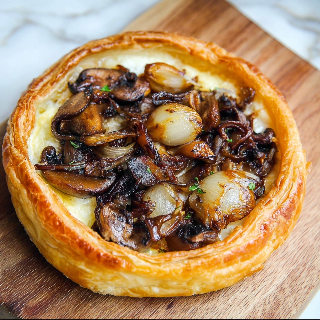 Savory Shallot, Mushroom, and Burrata Tarte Tatin Recipe - Recipe Image