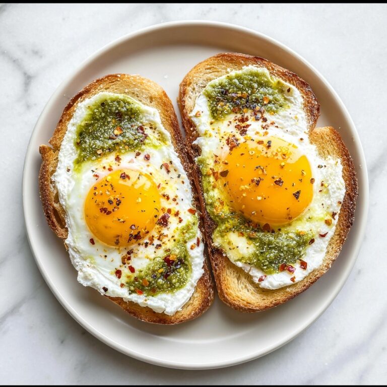 Pesto Eggs with Goat Cheese on Toast Recipe
