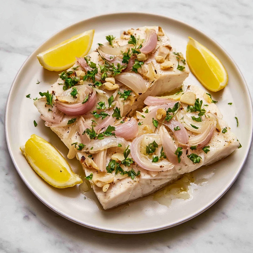 Baked Swordfish with Lemon, Garlic, and Shallots Recipe - Recipe Image