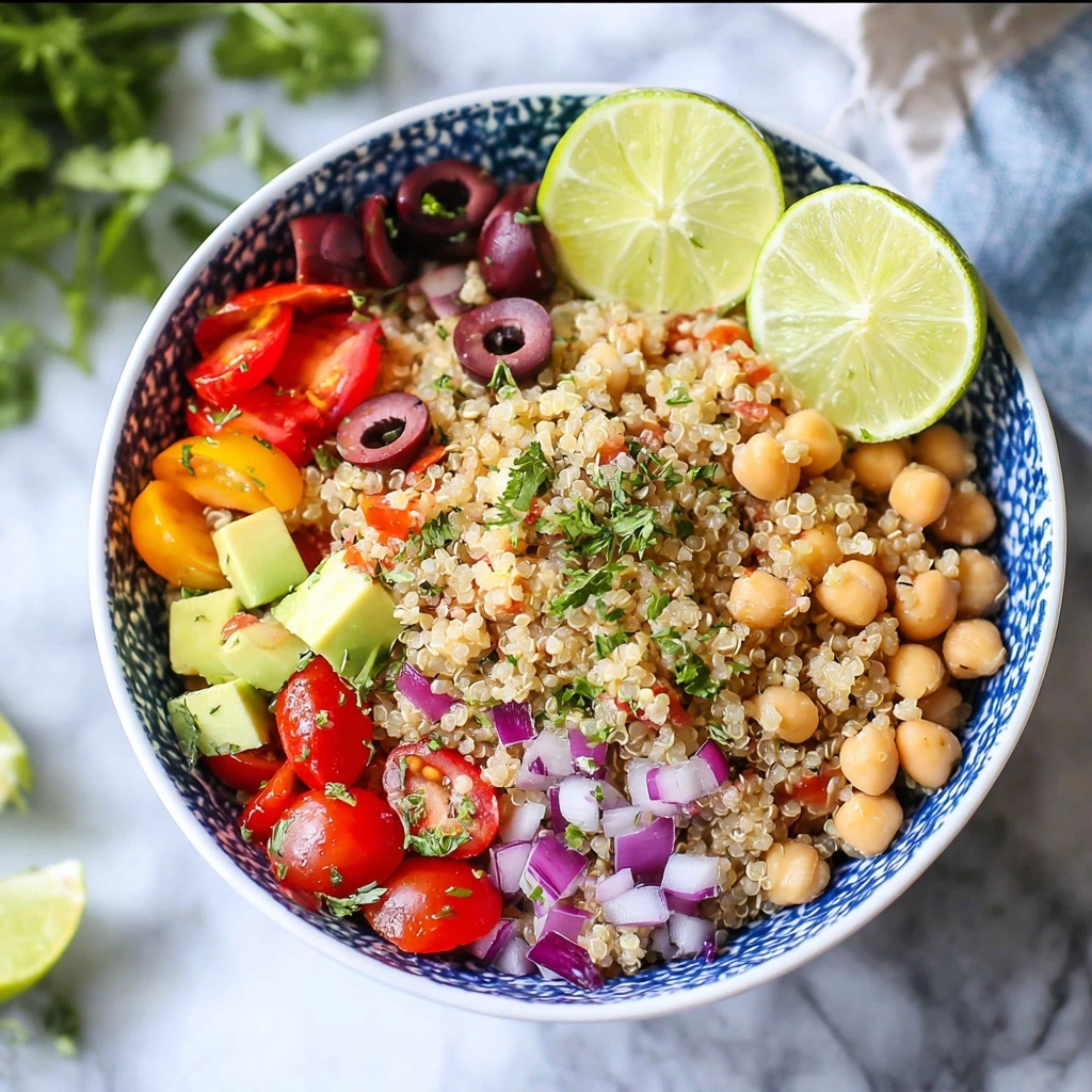 Quinoa Salad with Chickpeas, Black Beans, and Fresh Vegetables Recipe - Recipe Image