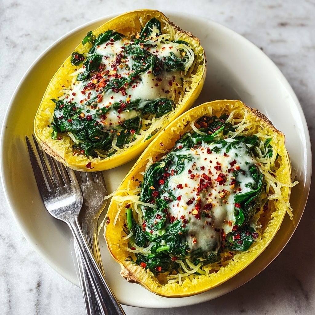 Spinach Stuffed Spaghetti Squash Recipe - Recipe Image