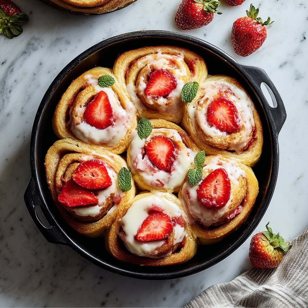 Irresistible Strawberry Cheesecake Cinnamon Rolls Recipe - Recipe Image