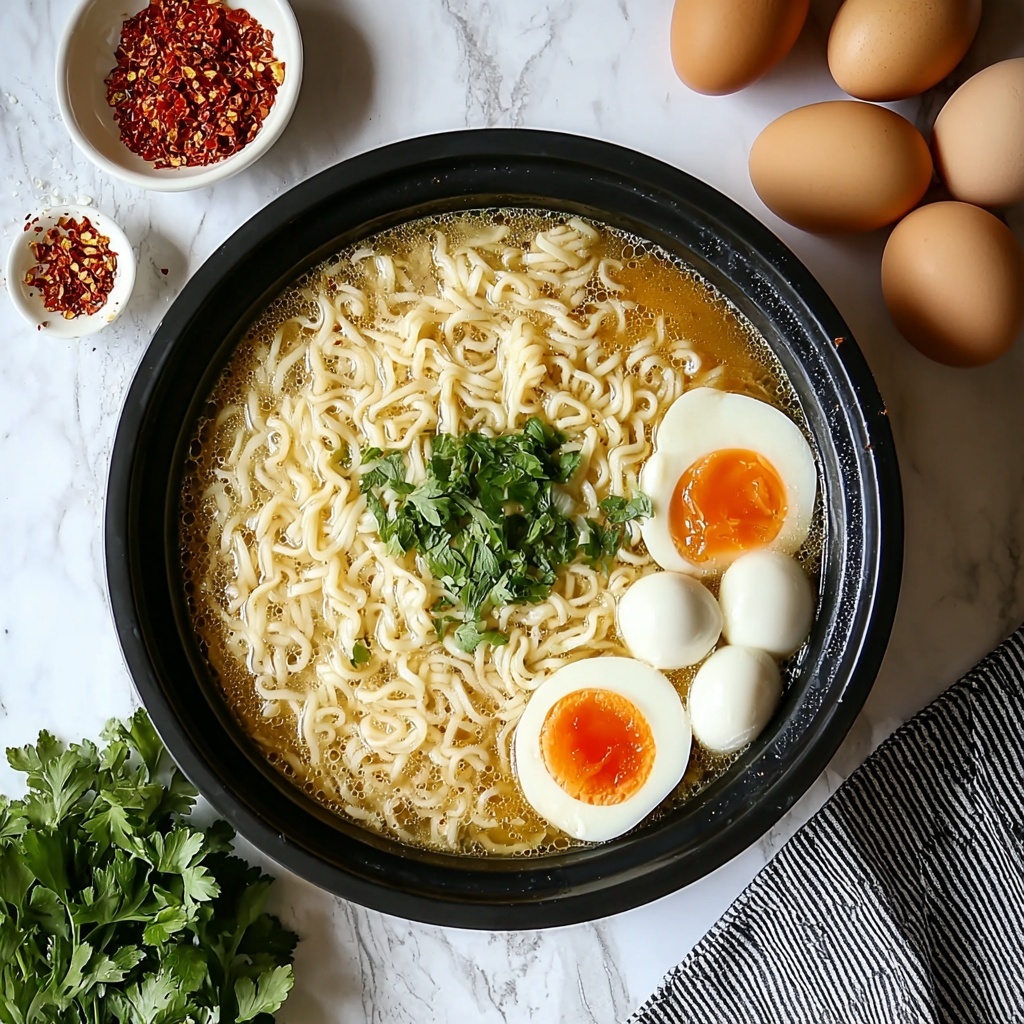 Slow Cooker Ramen Noodles with Chicken, Egg, and Vegetables Recipe - Recipe Image