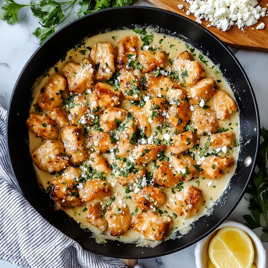 Garlic Butter Chicken Bites with Savory Creamy Parmesan Pasta Recipe - Recipe Image
