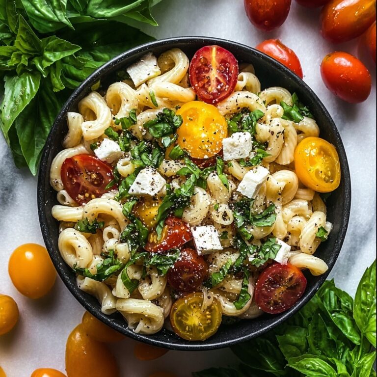 Mediterranean Pasta Salad with Cherry Tomatoes, Feta, and Olives Recipe