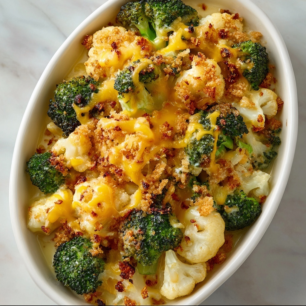 Broccoli and Cauliflower Cheddar Casserole Recipe - Recipe Image