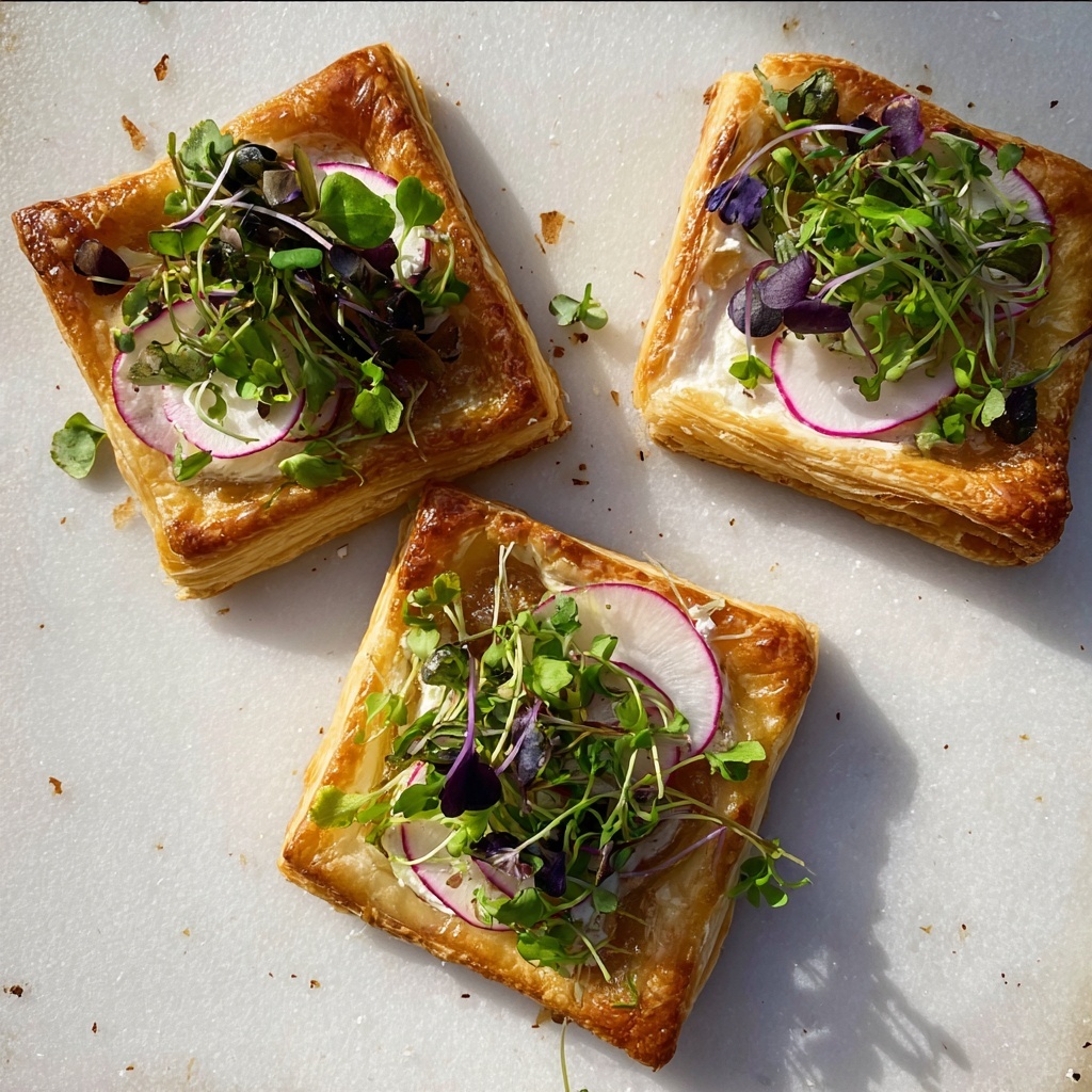 Radish and Goat's Cheese Puff Pastry Appetizer Recipe - Recipe Image