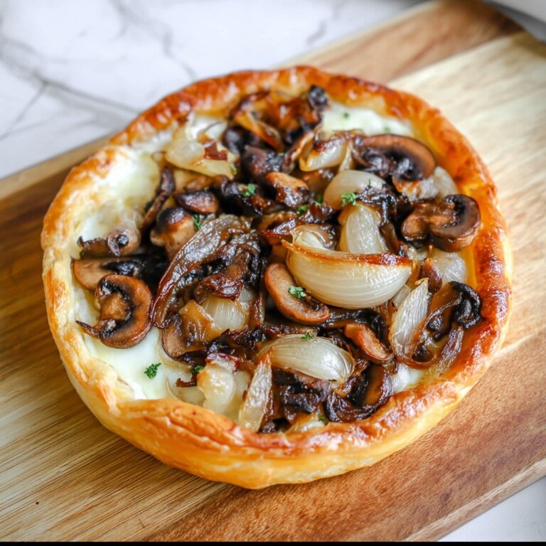 Savory Shallot, Mushroom, and Burrata Tarte Tatin Recipe