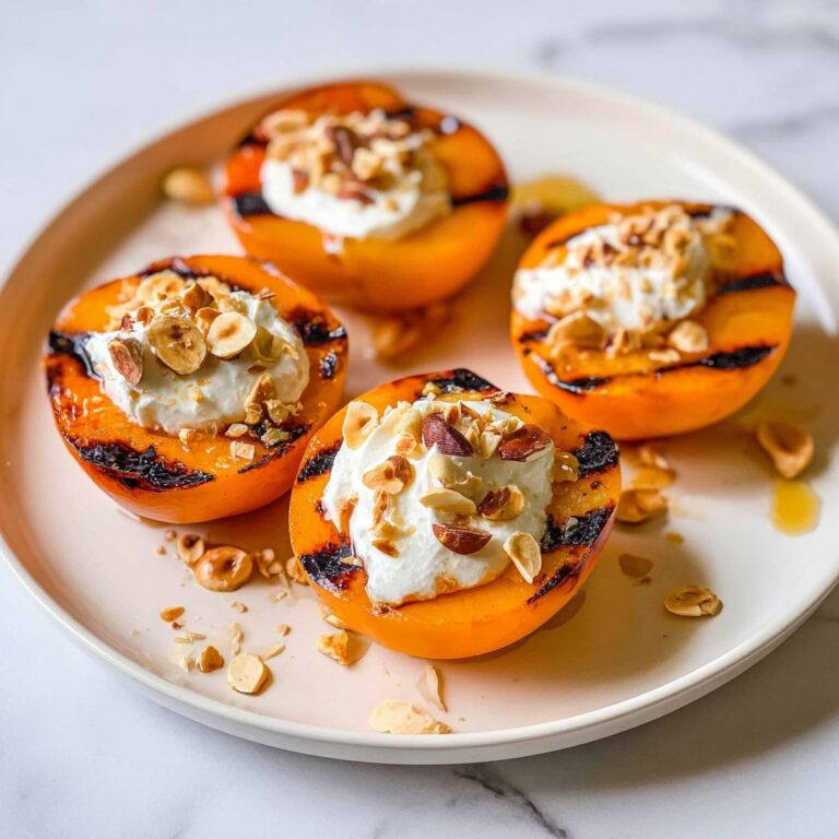Grilled Apricots with Greek Yogurt, Hazelnuts, and Honey Recipe