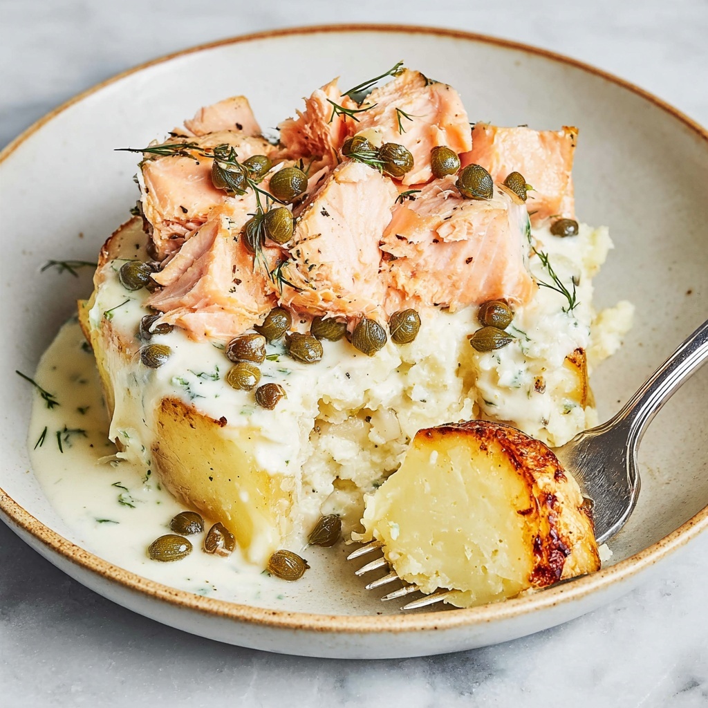 Salmon Baked Potato with Dill Yogurt Sauce Recipe - Recipe Image