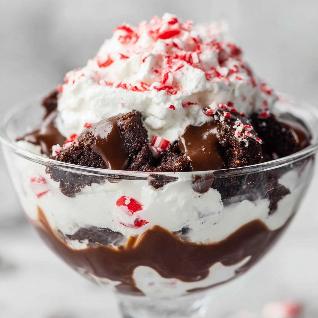 Candy Cane Brownie Trifle Recipe - Recipe Image